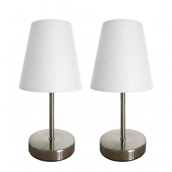 All The Rages All The Rages LT2013-WHT-2PK Simple Designs Sand Nickel Mini Basic Fabric Shade with Table Lamp 2 Pack Set; White LT2013-WHT-2PK